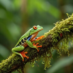 Obraz premium frog on the grass transparent background, frog on a leaf
