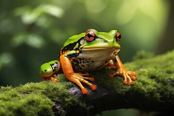 frog on the grass transparent background, frog on a leaf