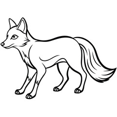 Obraz premium Vector art of black and white illustration of a fox isolated on white background