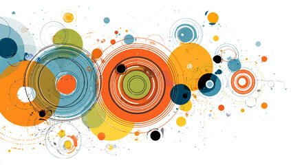 Obraz premium Colorful vector design of abstract circles and rings on white background