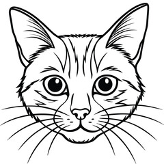 Obraz premium Vector art of closeup illustration of a cats face with prominent whiskers and striped markings, isolated on white background