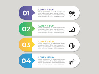 Business Infographic design template Vector with icons and 4 four options or steps. Can be used for process diagram, presentations, workflow layout, banner, flow chart, info graph