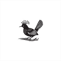 Elegant Lyrebird Bird Vector Silhouette Illustration Featuring Long Flowing Tail Feathers, Detailed Avian Shape, Perfect for Wildlife Art, Nature Designs, Logos, and Ornamental Decorative Graphic Proj