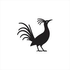 Elegant Lyrebird Bird Vector Silhouette Illustration Featuring Long Flowing Tail Feathers, Detailed Avian Shape, Perfect for Wildlife Art, Nature Designs, Logos, and Ornamental Decorative Graphic Proj