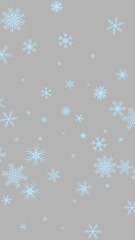 Light blue snowflakes falling on a gray background.