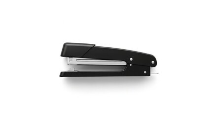 A classic black office stapler shown from the side, isolated on a clean white background with a soft shadow.