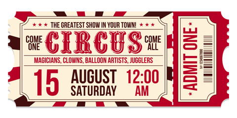 Circus ticket. Vector Image. Horizontal circus ticket. © Ice pick