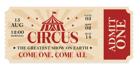 Circus ticket. Vector Image. Horizontal circus ticket. © Ice pick