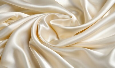 Fototapeta premium Luxurious cream silk fabric with elegant folds texture and soft smooth drape