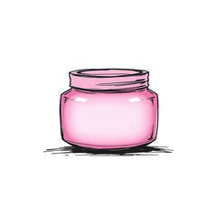 Pink Glass Jar with Sketch Style.