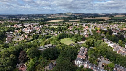 Obraz premium Aerial Drone View of Durham City with Durham Cathedral and Castle, North East England