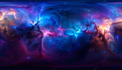 Colorful nebulae space panorama