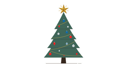 Fototapeta premium Festive christmas tree illustration holiday decor digital art minimalist style front view cheerful atmosphere. Vector illustration