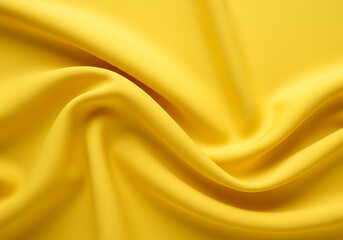 Fototapeta premium A breathtakingly soft yellow fabric background cascades in a delicate drape, illuminated by a diffused, dreamy light