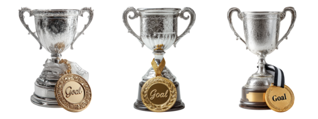 Elegant Trophy Collection with Gold Medals for Achievements