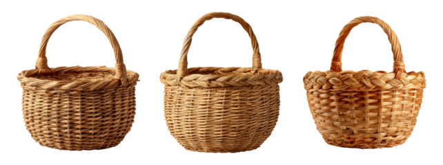 Three Unique Woven Baskets for Storage and Decoration Purposes