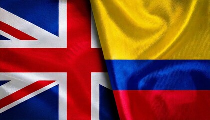Fototapeta premium イギリスとコロンビアの国旗。(UK flag and Colombia flag) 