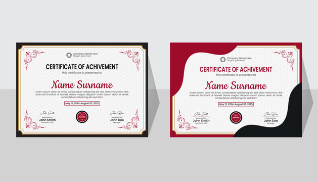 Professional achievement premium certificate template design