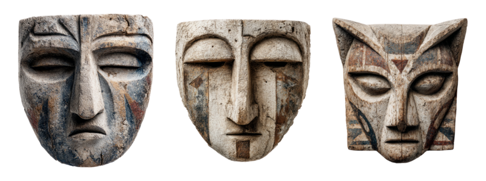 Unique Artistic Masks Displayed Together from Various Cultures