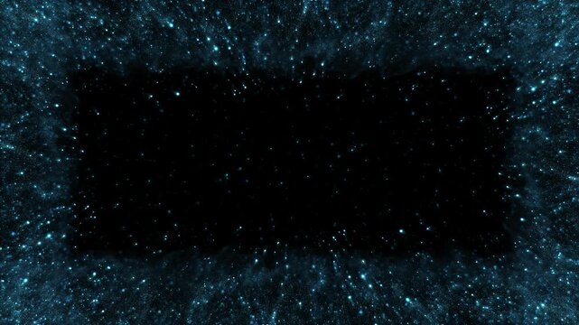 blue frame dust, silver particles sand flow border looped background on alpha channel