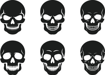 Set of Skull Silhouettes – Spooky Halloween Vector Collection