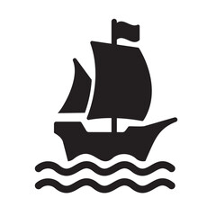 Sailing boat icon with sail and hull for water transport and recreation © Will Jaya