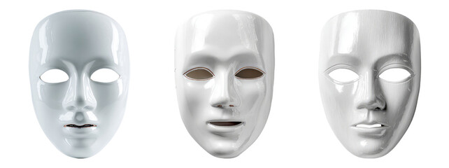 Artistic Display of Three White Masks for Creative Expression