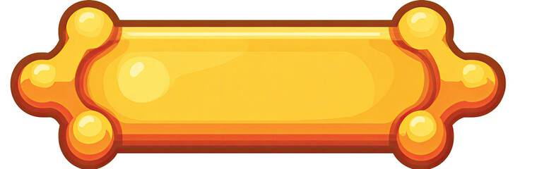 Gold bar-shaped object with rounded edges and three circular protrusions on each end