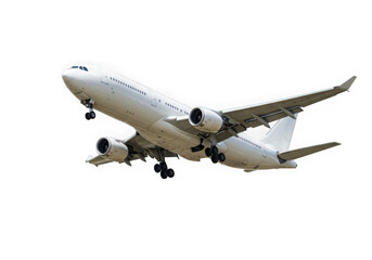White passenger jet airplane taking off isolated on transparent background