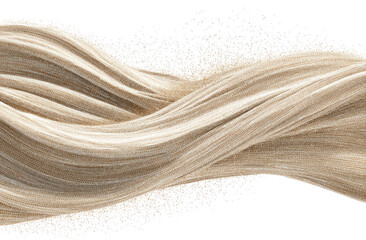 Light beige flowing strands, like hair or fabric, with a wisp of fine particles