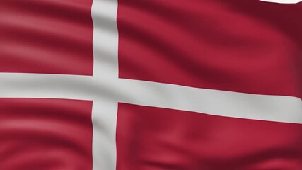 Stunning Denmark flag waving in wind on bright day, high-definition patriotic footage