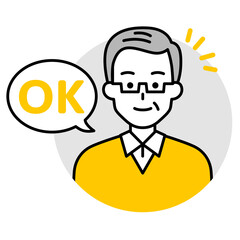 Obraz premium 年配の男性のアイコン（OK）