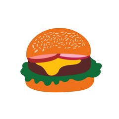 Simple Flat Illustration of Cheeseburger