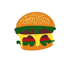 Flat Vector Hamburger for Food Delivery Concept