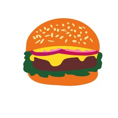 Flat Vector Hamburger for Food Delivery Concept