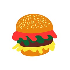 Flat Design Hamburger Icon Isolated on White Background