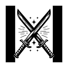 Fototapeta premium Cross sword vector icon