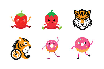 Obraz premium Attractive animal and food fitness lifestyle mascot logo designs for marketing use Color Vector illustration 