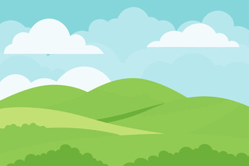 Fototapeta premium Watercolor Grassy Hills Under Soft Cloudy Sky