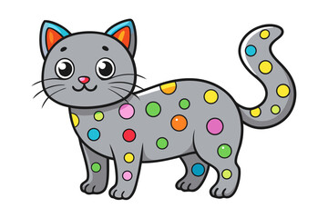 Cute polka dot cat illustration