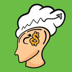 Chef thinking about restaurant business and profit increasing