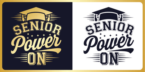 Obraz premium Graduation SVG Cut File Senior Power On, Class of 2026 Year Typography Design with Graduation Cap – Cricut & Silhouette Compatible Vector for Shirts, Mugs & Gifts
