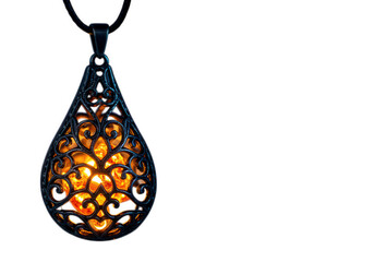 Ornate moroccan style lantern glowing with warm light isolated on transparent background