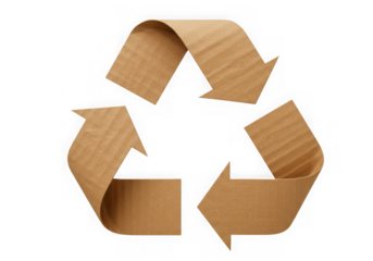 Cardboard recycling symbol isolated on transparent background