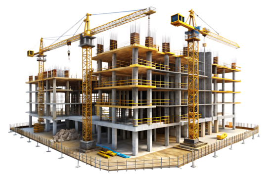 construction architecture building development isolated on white background PNG , AI GENERATED 