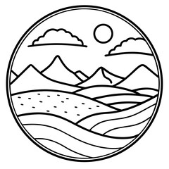 Gobi Desert line art vector