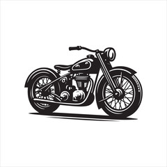 Classic Black Motorcycle Silhouette with Detailed Engine and Wheels 1.