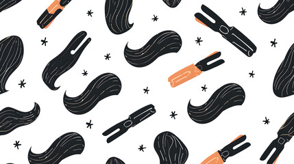 Elegant Black Hair Clips Pattern for Stylish Illustrations