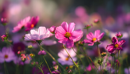 Fototapeta premium pink cosmos flowers in the garden