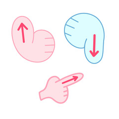 Obraz premium finger, arrow, direction, movement, thumbs up, hand, sticker